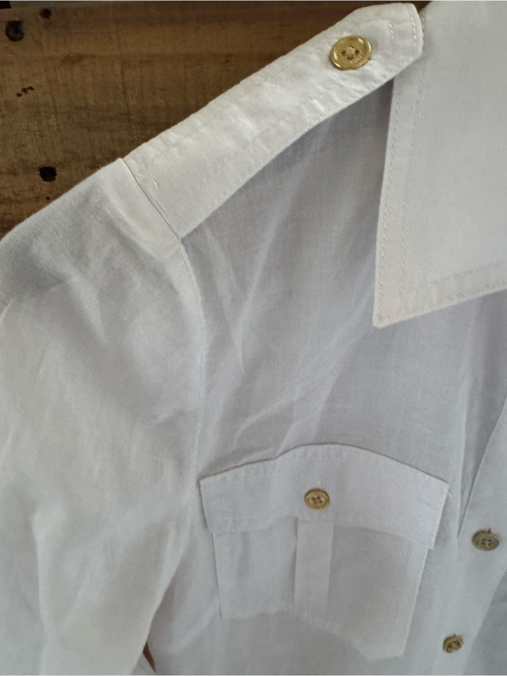 Tory Burch White Button-Down Shirt with Gold Buttons - Picture 7 of 7